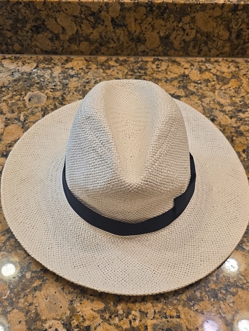 Halogen Ivory Straw Fedora with Black Ribbon